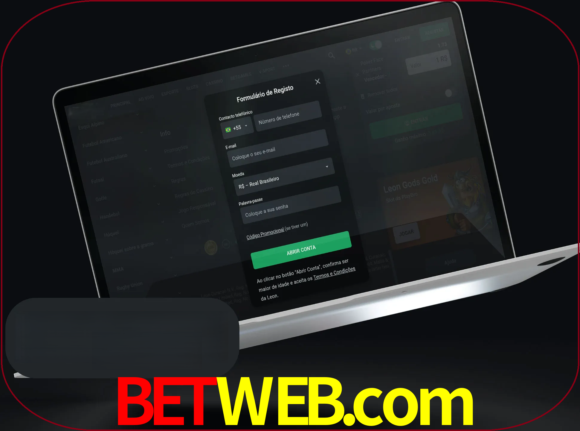 Abra o site da LeonBet e crie sua própria conta.