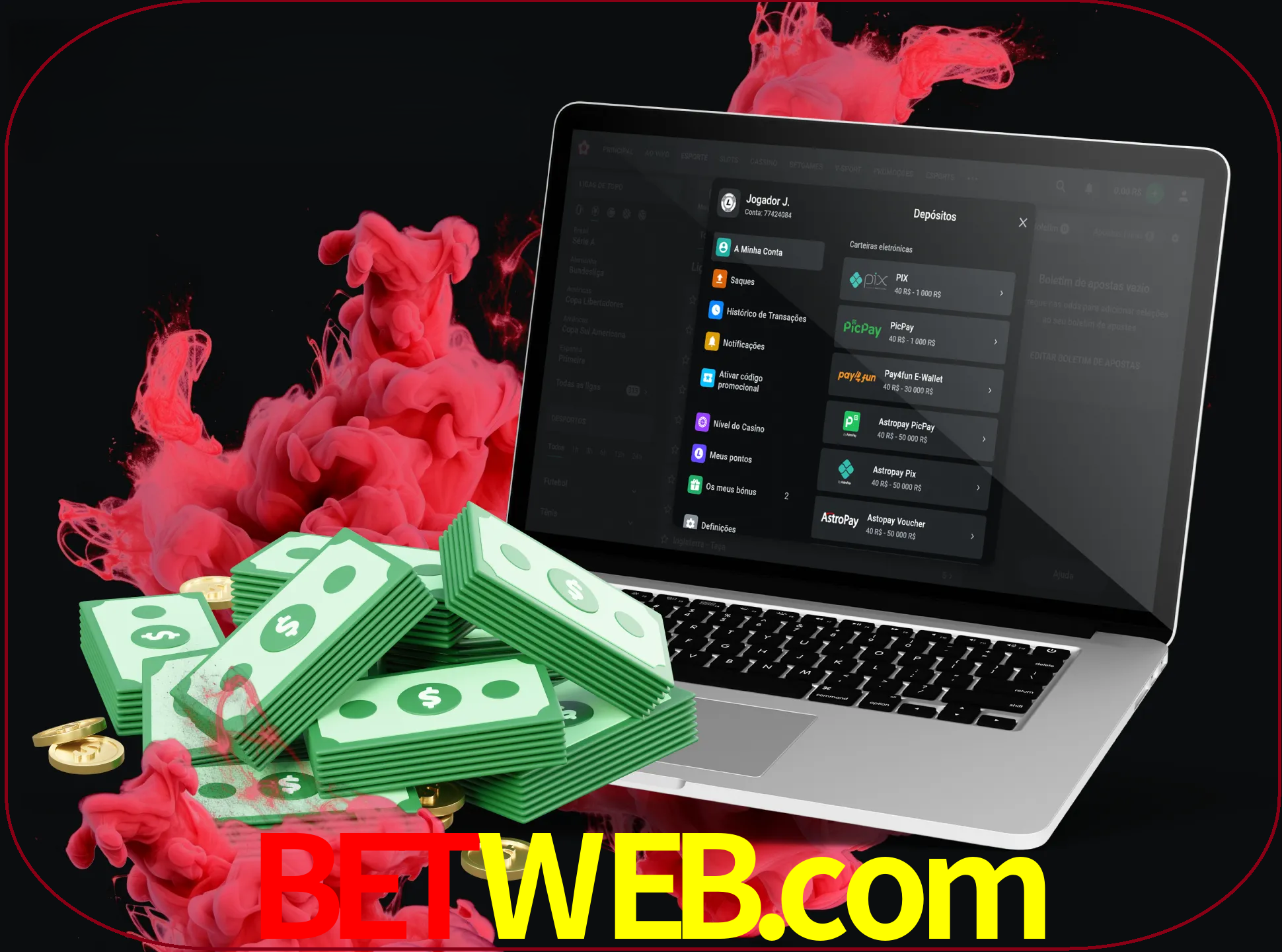 Para efetuar um depósito na sua conta betweb, basta escolher o método de depósito e especificar o montante.