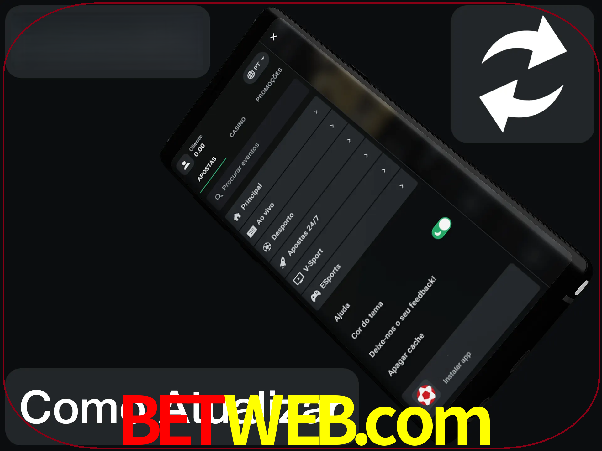 O aplicativo é atualizado automaticamente quando você faz o login.